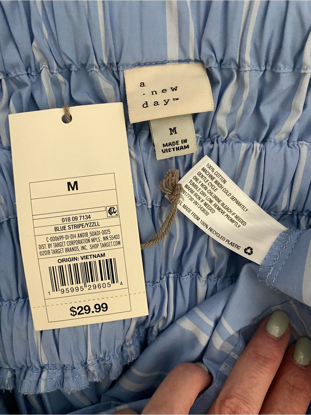 NWT A new day Blue and White Striped Square-Neck midi Sundress - Picture 3 of 4
